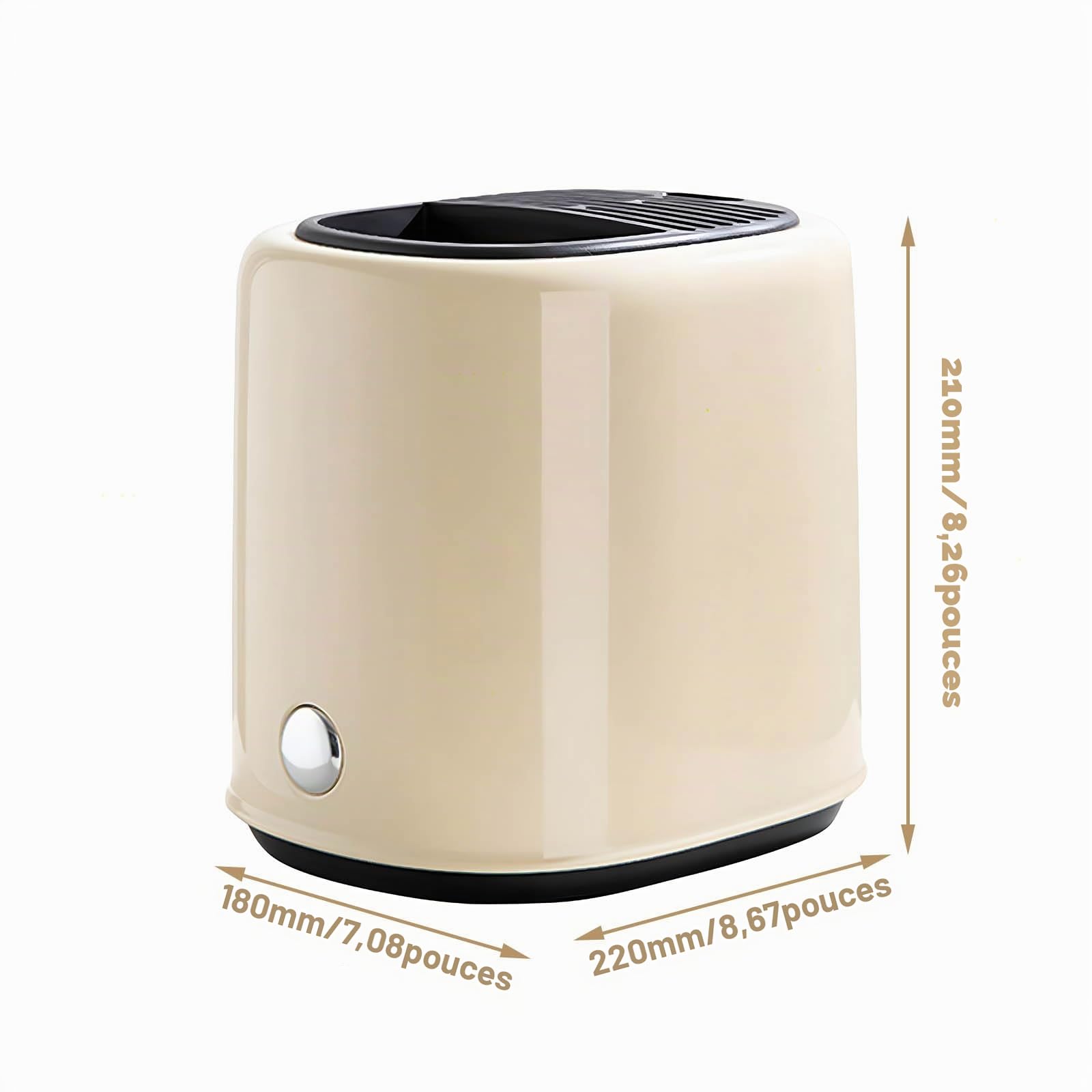 Bloc Couteaux Cuisine Beige 2 en 1, Porte-Ustensiles Rangement Moderne pour Comptoir de Cuisine, Range-Couteaux Pratique, Design Épuré (ABS, Beige)