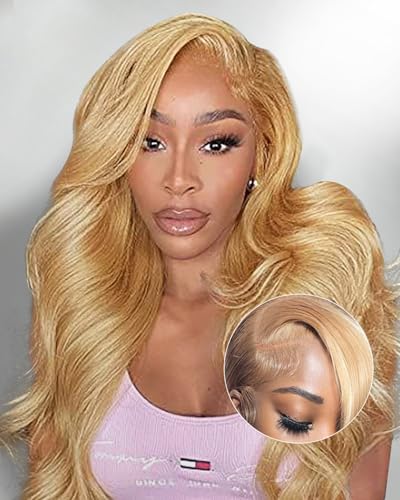 FACMOOD Honey Blonde Lace Front Wigs Human Hair 13x4 HD