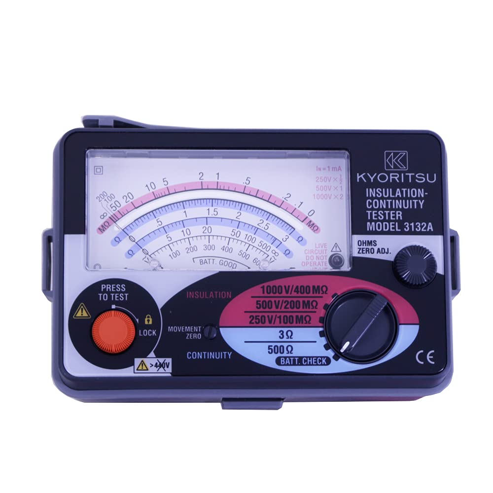 Kyoritsu3132A Analogue Insulation Continuity Tester Resistance Measuring Range 100MOhm/200MOhm/400MOhm KEW3132A