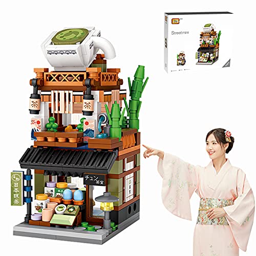 Seyaom Japanese Street View Shop Bricks, Mini DIY Building Blocks Model MOC Construction Toy. (Not Compatible with Small Particle Bricks) (Matcha Shop)