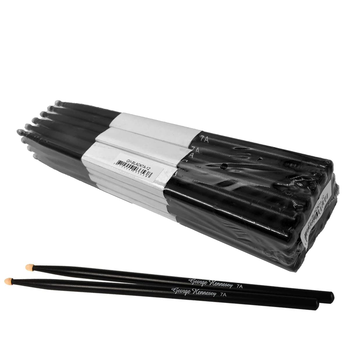 George Hennesey Drumsticks, 7A Black - 12 PAK
