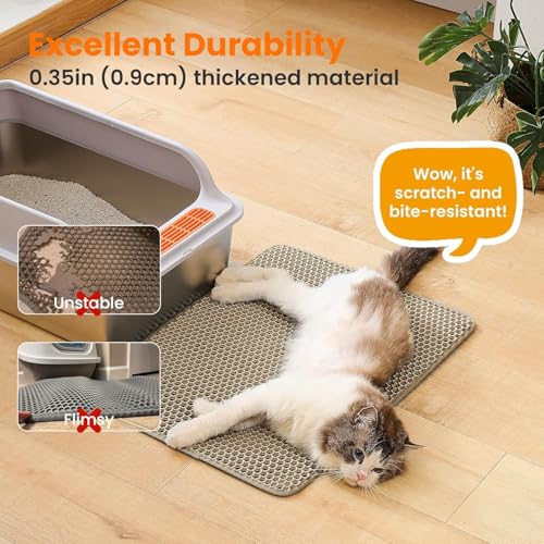Image of Emily Pets Cat Litter Mat | Double Layer Honeycomb Design with Large Holes | Waterproof, Non-Slip & Easy to Clean