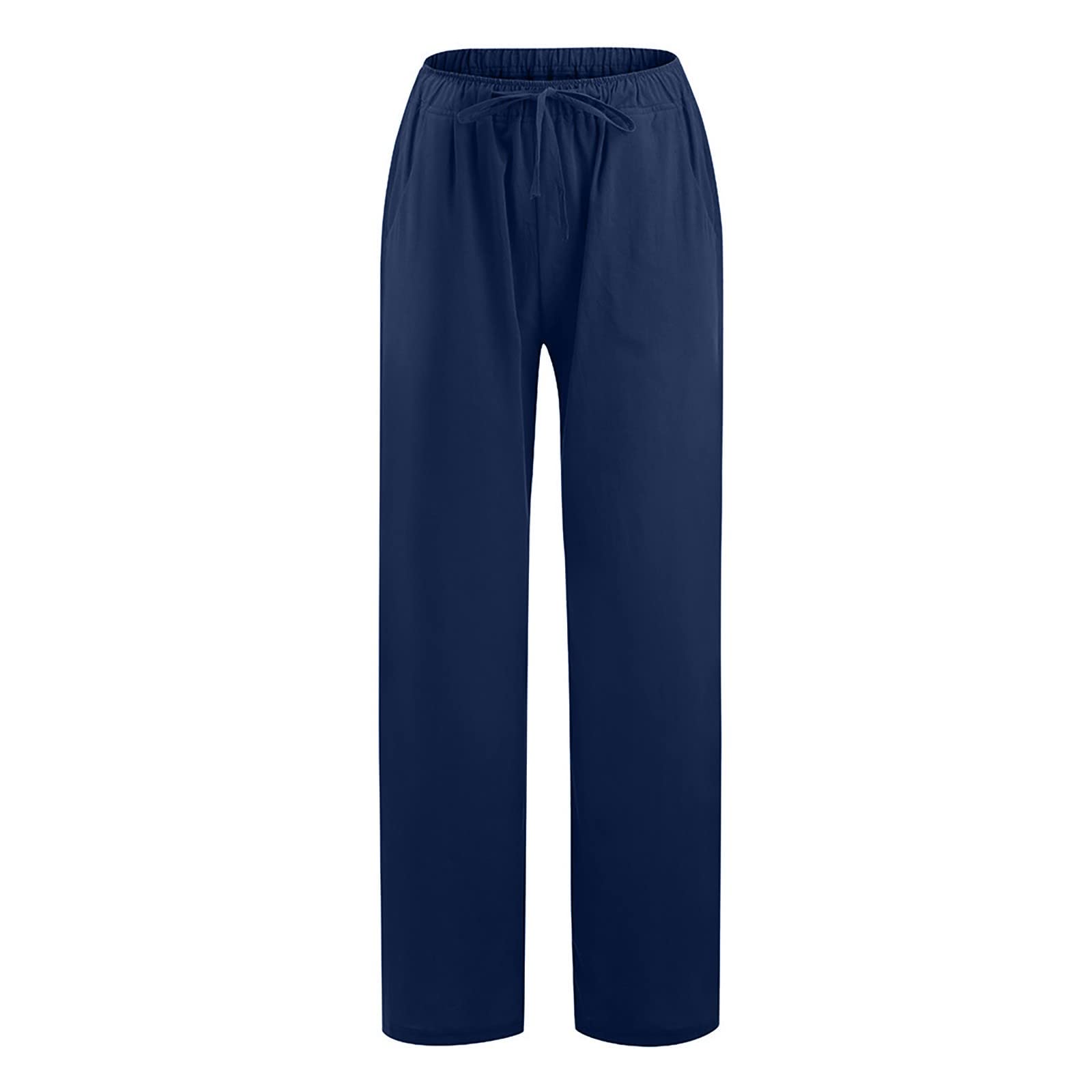 Pantalon Femme, Décontracté En Coton Et Lin De Couleur Unie Pour Femmes, Facile À Entretenir