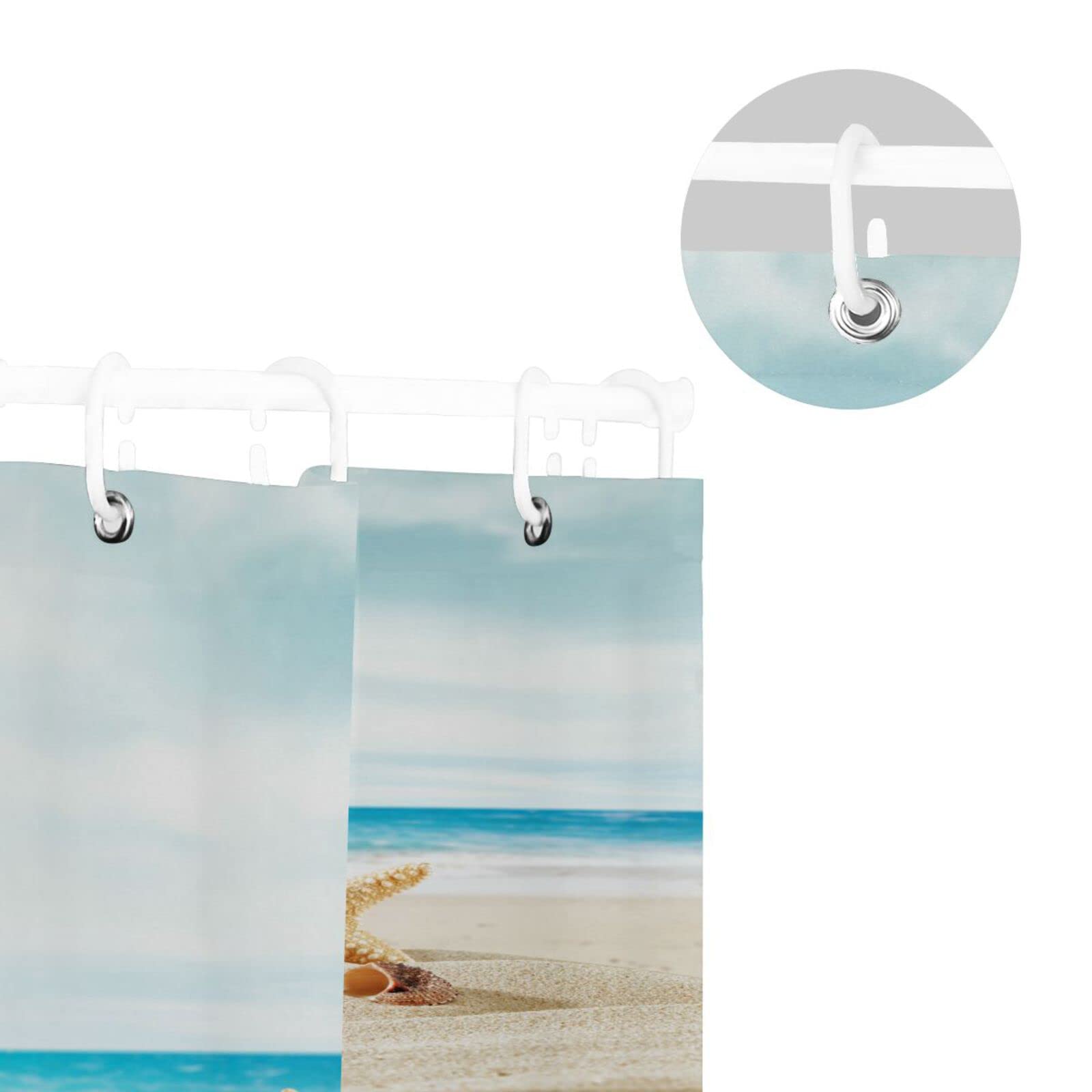 Tende da doccia da spiaggia tropicale per l'arredamento del bagno Tende da bagno in tessuto poliestere impermeabile 183 X 183 cm
