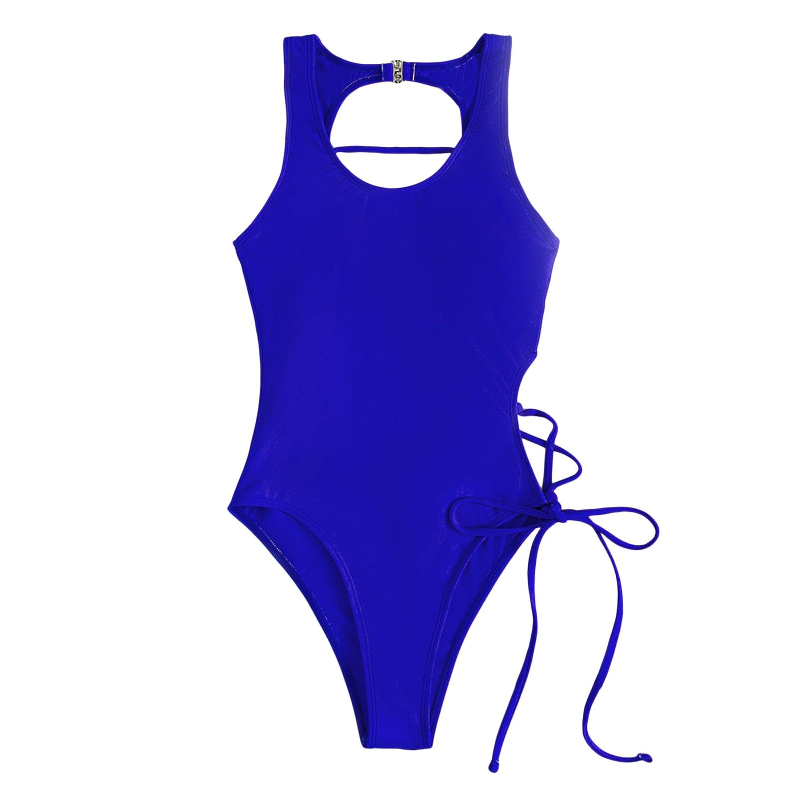 Generic Traje de baño para mujer con espalda descubierta con cordones cruzados, bañador para mujer con costuras decorativas y rayas, traje de baño sexy para mujer con correas para el hombro para piscina playa