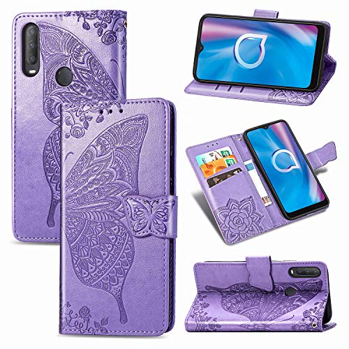 for Lively Smart Case,Jitterbug Smart 3 Case,Butterfly Embossed Flowers PU Leather Magnetic Flip Cover Stand Card Holders & Hand Strap Wallet Purse Case for Lively Smart -Pink