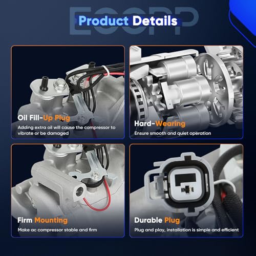 Image of ECCPP AC Compressor 2002-2006 for Honda CR-V CRV 2.4L AC Compressor with Clutch Rapid Cooling HS110R