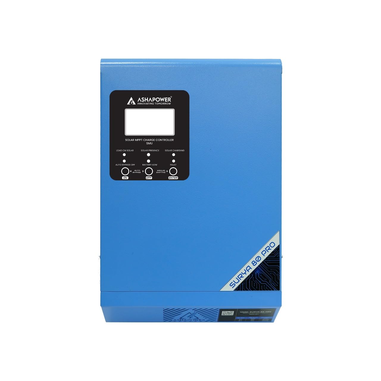 ASHAPOWER SURYA 80 PRO Solar MPPT Charge Controller SMU (12V/24V : 80Amps : Max.Voc - 165V, Max Watts - 3800W)