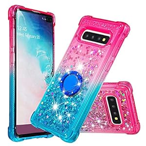 WJMWF Hoesje voor Samsung Galaxy S10 Plus Kleurverloop Serie Glitter Drijfzand met Ring Zachte TPU Silicone Bumper…