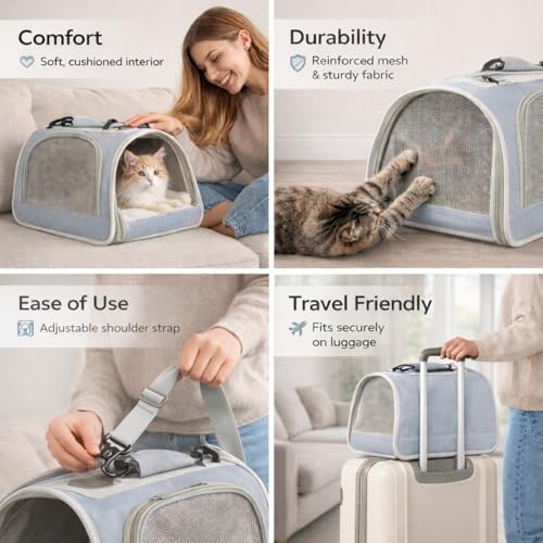 Image of Cat Backpack Carrier Expandable Pet Carrier Backpack for Small Medium Cats Fit Up to 18 Lbs, Foldable Puppy Backpack Carrier for Travel, Hiking (Sky Blue01, 20Lx27Hx38W)