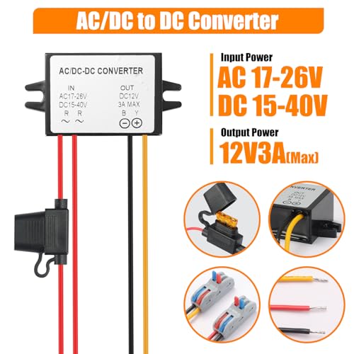 Voltage Convertor AC 24V to DC 12V Buck Voltage Waterproof Power Module with Fuse for Car Step Down Converter (3A)2