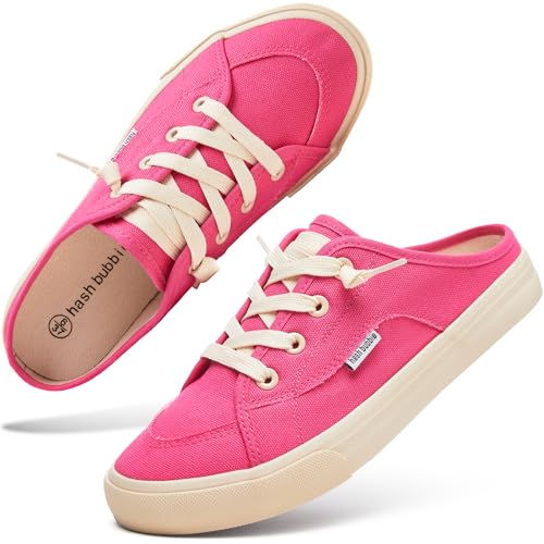 Image of hash bubbie Women's Mules Slip on Sneakers Canvas Tennis Shoes | backless summer close toed sandals non slip on walking casual comfortable