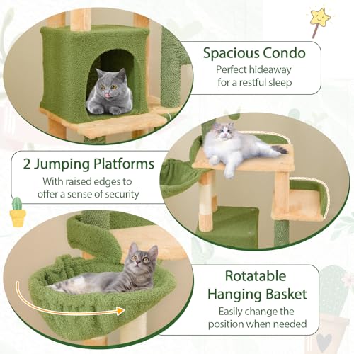 Tangkula Árbol Cactus para Gatos 63 in Multi-Nivel miniatura 5