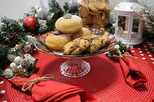 BELLA VITA Alzatina Natalizia in Vetro 19 cm – Piatto da Portata per Dolci, Biscotti e Panettone – Motivo Pan di Zenzero, Decorazione Tavola di Natale