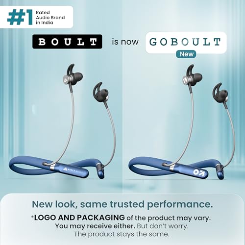 Image of GOBOULT ZCharge Bluetooth Earphone 40H Playtime, DualPairing Neckband, Zen ENC Mic, Type-C Fast Charging(10Min=15Hrs),Biggest 14.2mm Bass Driver IPX5 Premium Silicone Neck Band(Blue)