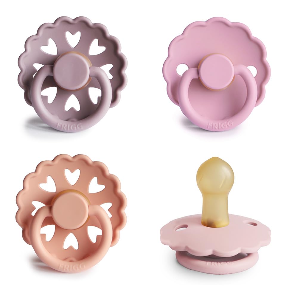 Image of FRIGG Natural Rubber Baby Pacifier 4-Pack Sunset Bliss | Made in Denmark | BPA-Free (0-6 Months)