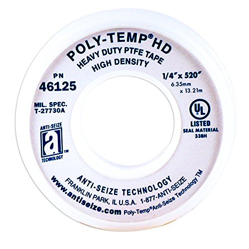 ANTI-SEIZE TECHNOLOGY 46125 White PTFE Poly-Temp Heavy Duty Tape, 520" Length, 0.24" Width (Pack of 5)
