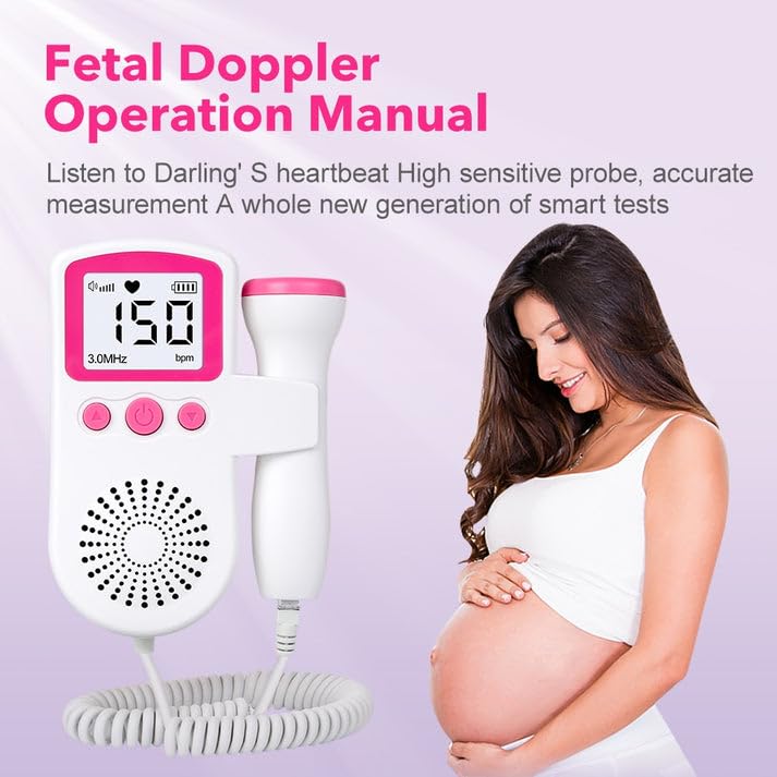 Image of Dr. Care Fetal Doppler - Your Portable Companion for Pregnancy: 50-230M Measuring Hz, LCD Display, Pocket Size (Pink)