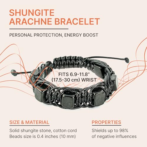 Karelian Heritage Genuine Shungite Shambhala Macrame and Arachne Bracelet | Shungite Stone Jewelry for Men Women | Natural Black Stone Macrame Hand-Made Crystal Jewelry3