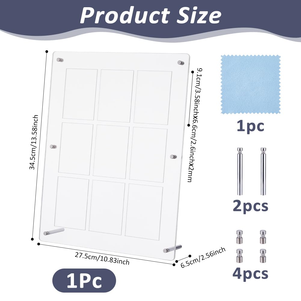 DICOSMETIC 9 Slots Card Display Frames PVC Plastic Game Card Case 2.56x10.83x13.58 Inch Clear Baseball Cards Organizer Holder Sport Trading Cards Display Frame for Home Office Desktop - Image 2
