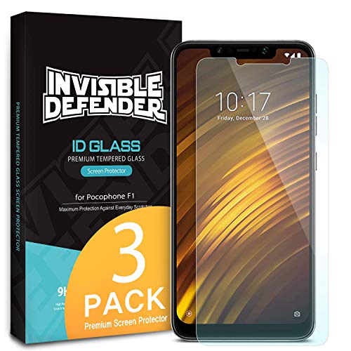Ringke Invisible Defender Glass 3 Pack Compatible with Xiaomi Pocophone F1 Tempered Glass Screen Protector, Ultimate Clear Shield, High Definition Quality, 9H Hardness Technology for Poco F1