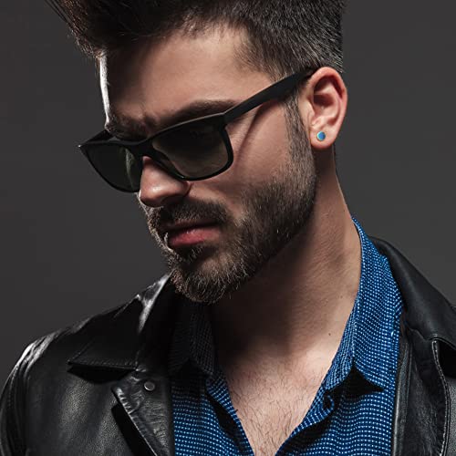 THUNARAZ 8Pairs Stainless Steel Dot Earrings For Men Women Tunnel Punk Style Stud Earrings Unisex Rainbow Piercing Plugs Fake Gauge Screwback Earrings 6/7/8mm4