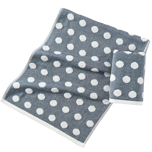Sense Gnosis MJWB3 Navy Jacquard Hand Towels 100% Cotton Super Soft Absorbent Herringbone Striped & White Terry Polka Dot Hand Towels thumb #7