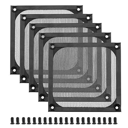 5Pcs PC Computer 120mm Lüfter Filter Grill Set mit M5 Schrauben Kühlung Staubdichte Belüftung Waschbar Edelstahl Schwarz