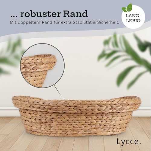 Lycce Katzenbett Hundebett für kleine Hunde | Kissen waschbar bei 30° | ovale Form mit hohem Rand | Wasserhyazinthe | Hundekörbchen Katzenkörbchen | Gr. 1 (53 x 40 x 14 cm)