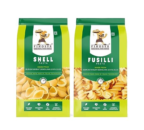 Fusilli Pasta and Shell Pasta Pack of 2, 500g Each