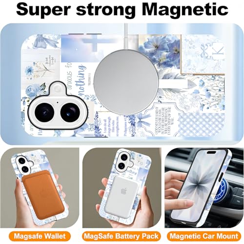 Coque rigide iPhone 17 MagSafe premium avec collage floral Jésus esthétique - 6