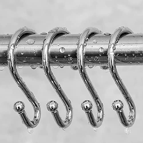 Stainless Steel S Shaped Hooks Rust Proof Set Of 12 Hangers For Bathroom Shower Curtain (Silver) #TOP24