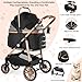 MAMIZO 4 in 1 Hundewagen, Hundebuggy bis 25kg, 4 PCS Gummiräder mit Stoßdämpfung, Faltbar Hund Kinderwagen, Hunde Buggy, Hundebuggy Hunde, Hundebuggy Geländegängig, Katzenwagen (Schwarz)