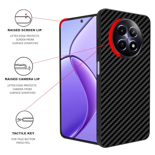 Image of RIGGEAR Sleek Back Cover Case Compatible with Realme 12 5G and Realme 12x 5G (TPU+PC | Black CF)