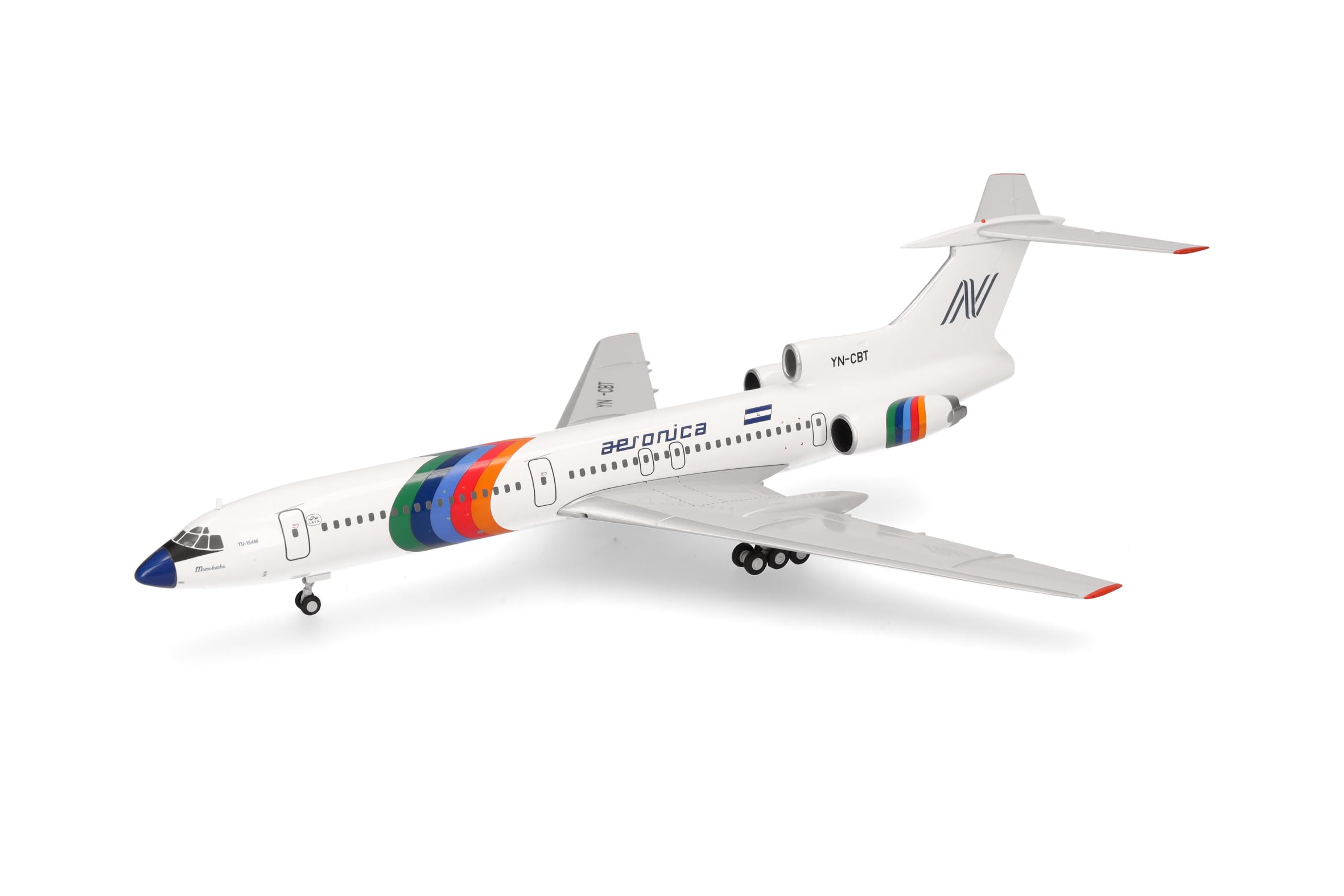 herpa Modellino aereo Aeronica Tupolev TU-154, miniatura in scala 1:200, pezzo da collezione, modello senza supporto, metallo