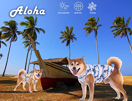 Sychien Hawaiian Dog Shirts,Quick Dry Summer Cooling Mesh Coconut Printing T-Shirt For Medium Dogs,Blue+Yellow M #TOP4