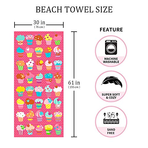 Auxory CY-BEACH TOWEL Microfiber Beach Towel Set Oversized Large Quick Dry Soft Thin Sand Free Cute Ice Cream Design 30×60 Inch Beach Towels thumb #1