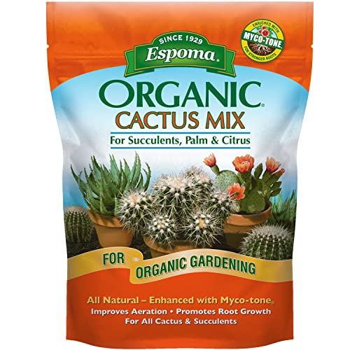 Espoma Organic Cactus Potting Soil Mix Natural & Organic Soil for Cactus Succulent Palm and Citrus grown in containers both indoors and outdoors 4 qt Pack of 2