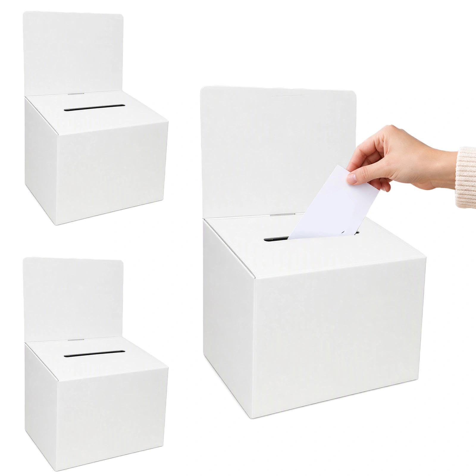 3 Pcs Cardboard Ballot Box, Paper Blank Ballot Suggestion Card Feedback Box