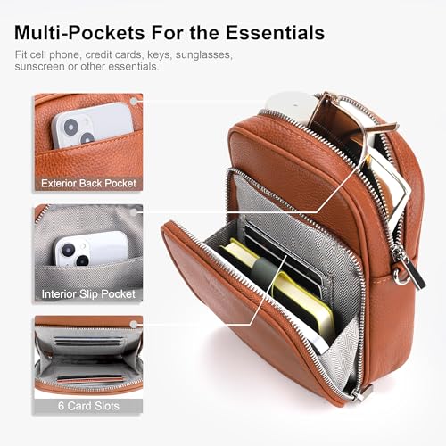 Image of befen Genuine Leather Small Crossbody Bags for Women Cross Body Bag Purses Cell Phone Purse for Travel with RFID Card Slots