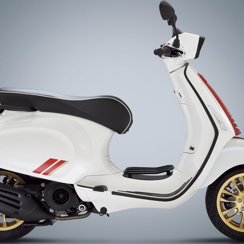 Portapacchi per moto con passaggio, nero opaco, per Vespa Primavera Sprint 50 125 150 cc
