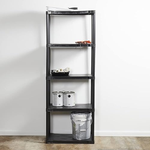 Miniatura 2 de Home Basics Estante de plástico de 5 niveles, color negro, fácil de montar, estantes de nivel sólido, material de resina duradero