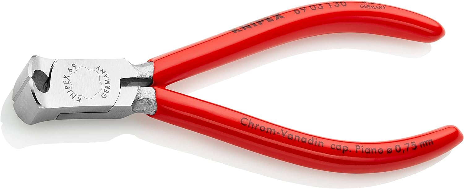 KNIPEX Tronchese per Meccanica con Tagliente Frontale per Meccanica Cromata, Rivestiti in Resina Sintetica 130 Mm 69 03 130