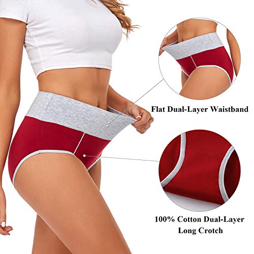 Image of Womens Underwear,Cotton Mid Waist No Muffin Top Full Coverage Brief Ladies Panties Lingerie Undergarments for Women Multipack