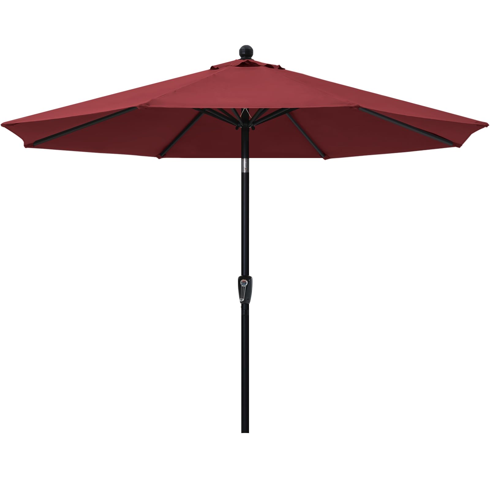 abccanopy 9ft patio umbrella - outdoor waterproof table umbrella with push button tilt and crank, 8 ribs uv protection pool umbrella for garden, lawn, deck & backyard (burgundy)
