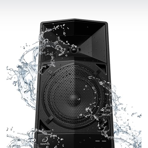 AlphaTheta Wave‑Eight Battery‑Powered Party Speaker for DJs & Performers – Portable Bluetooth Event Speaker with Ultra‑Low‑Latency Wireless Audio, High‑Output Sound, Built‑in Battery