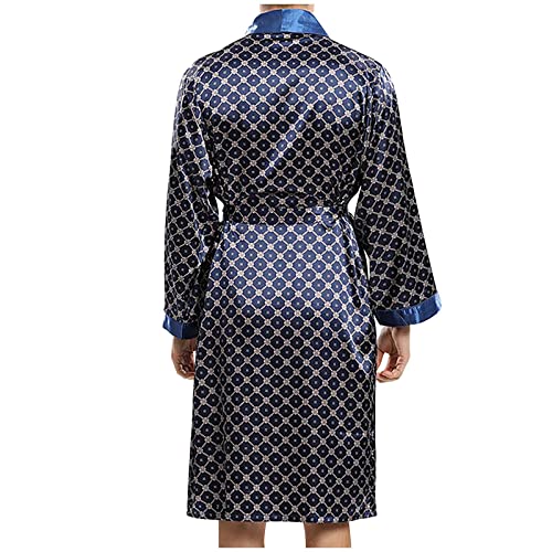 Silk Robe for Men Big and Tall Long Sleeve and Shorts 2 Piece Pajama Set Cozy Soft Lounge Kimono Spa Bathrobe4