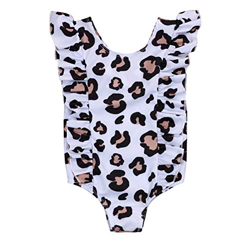 Infant Baby Girl Swimsuit Plaid Beach Bikini Ruffles Swimwear Bathing Suit Outfits (3-6 Months, Leopard)