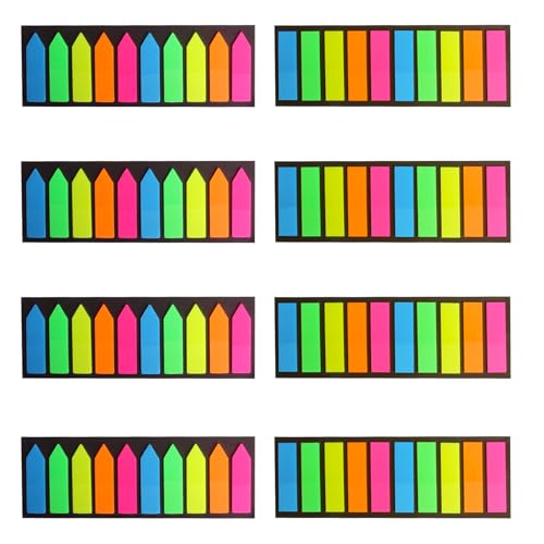 Haftstreifen, 1600 Stück Haftnotizen, Klebezettel, Seitenmarker Selbstklebend Haftmarker, Sticky Notes Aesthetic, Schreibbar Plastik Bunte Klebestreifen zum Lesen Markieren Büromaterial