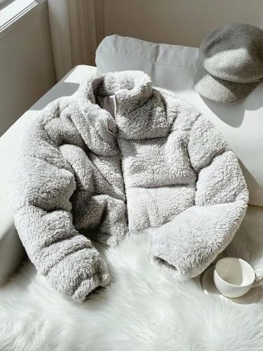Image of KOTTY Women's Coral Fabric Winter Grey Jacket - Ultra-Soft Warm Wear with Plush Texture and Premium Comfort Fit
